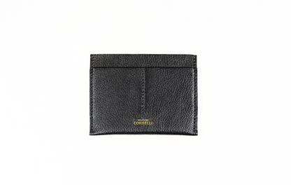One wallet, black colour, on a white background, Wally wallet, top view, Pure leather, black colour, Passport size, studio photo