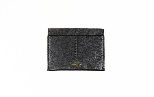 One wallet, black colour, on a white background, Wally wallet, top view, Pure leather, black colour, Passport size, studio photo
